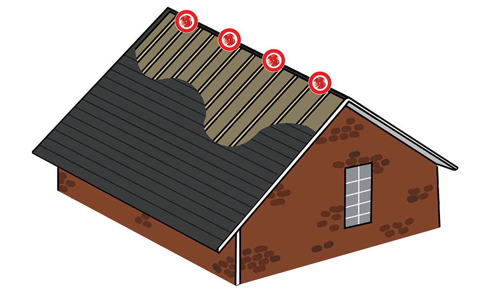 ATMOX example of an attic ridge vent exhaust fan layout