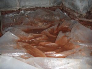 Picture of standing water in crawl space