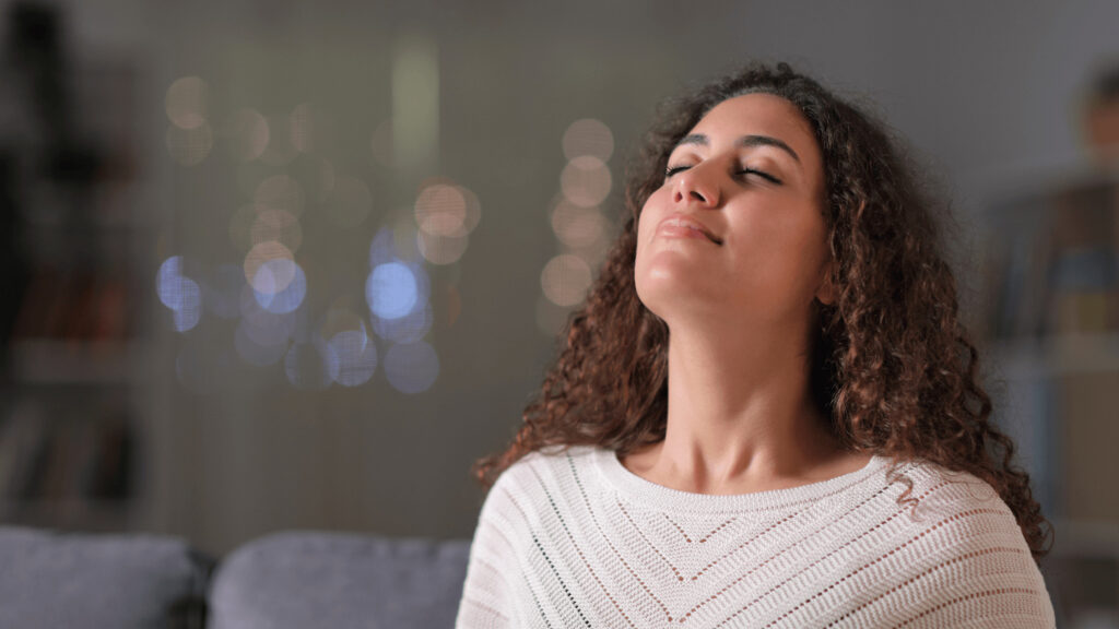 Picture of Woman Inhaling Fresh Indoor Air