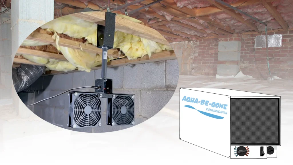 ATMOX BLOG Header - Picture of Crawl Space with Fan and Dehumidifier
