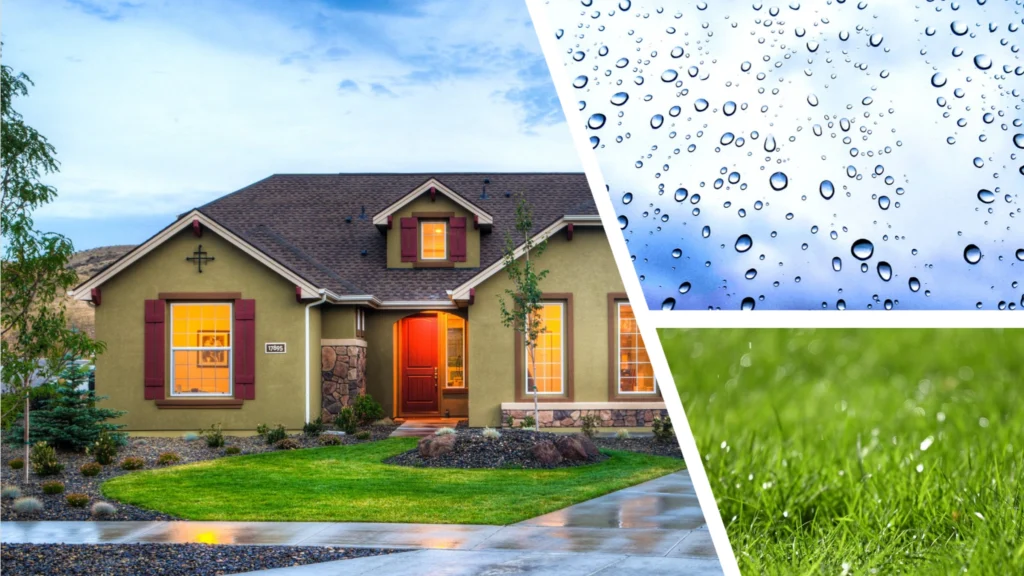 ATMOX Picture of home after the rain and water droplets with grass for a blog header