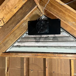 ATMOX Attic Fan in Gable to reduce attic heat and moisture