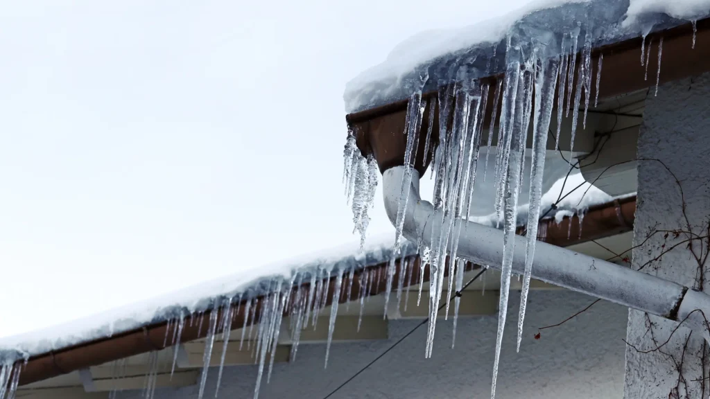 Icicles hanging from roof