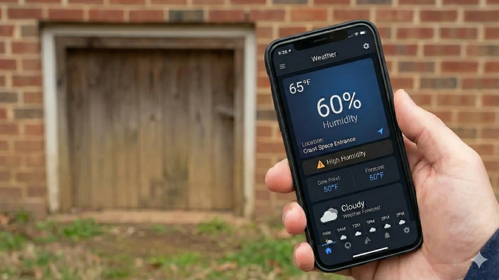 iPhone with humidity and dew point readings