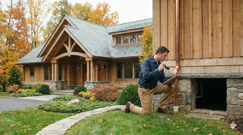 Inspecting outside of home for ground water