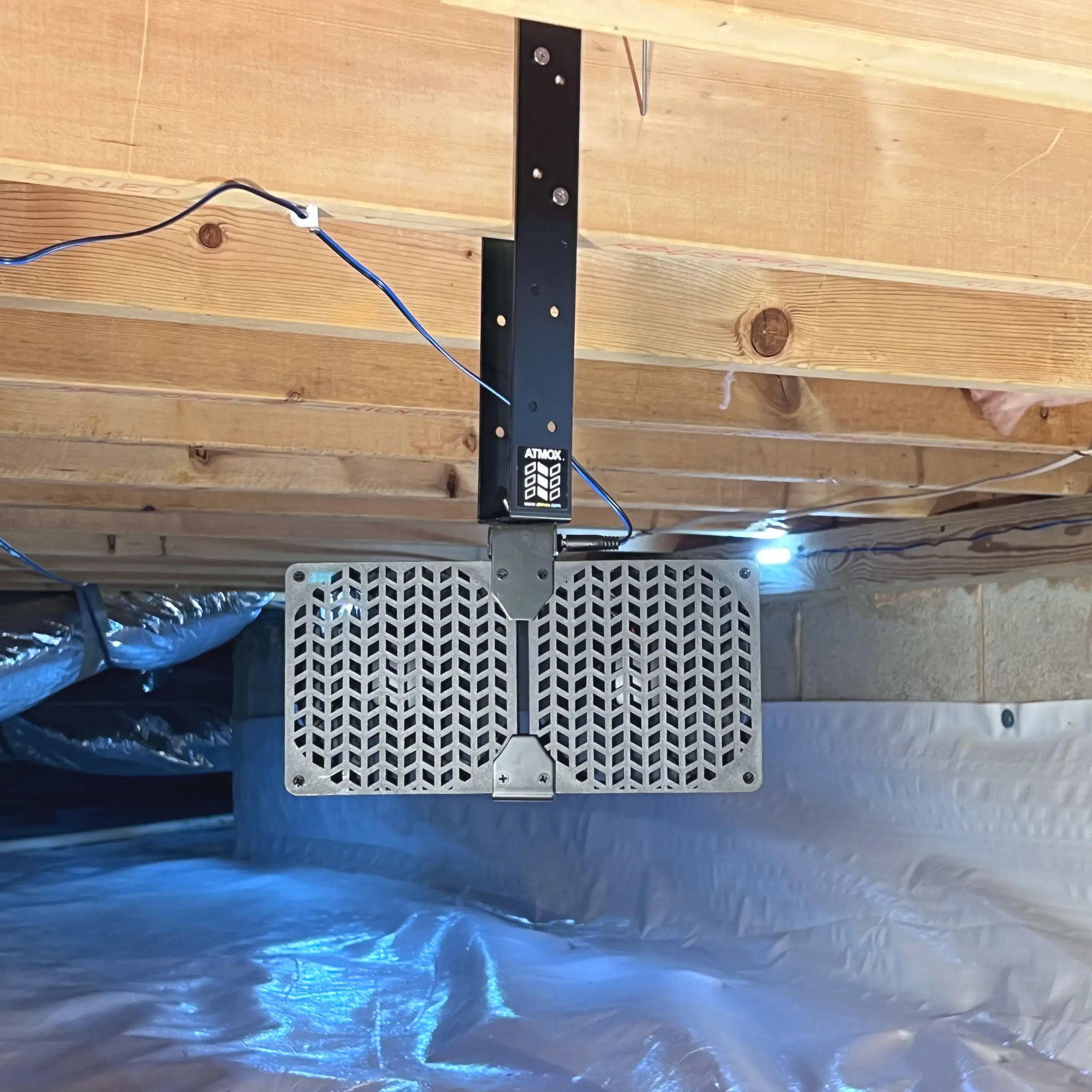 ATMOX 01-360-185 Internal fan installed in a crawl space